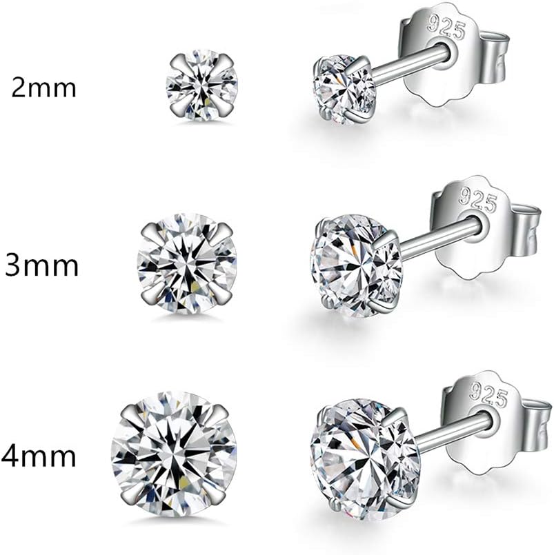 Dlihc 6 Pairs Sterling Silver Hoop and Stud Earrings Set for Women Men