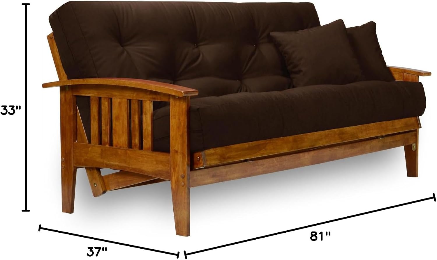 Westfield Futon Set - Queen Size, Frame, 8" Mattress, Twill Ivory Cover