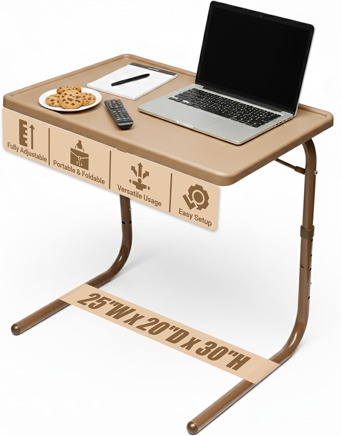 Table-Mate TV Tray Table | Portable Desk Folding Dinner Tray, Couch Table Trays for Eating Snack Food, Portable Laptop Desk, Bed Trays for Eating | Adjustable TV Trays with 3 Angles and Cup Holder
