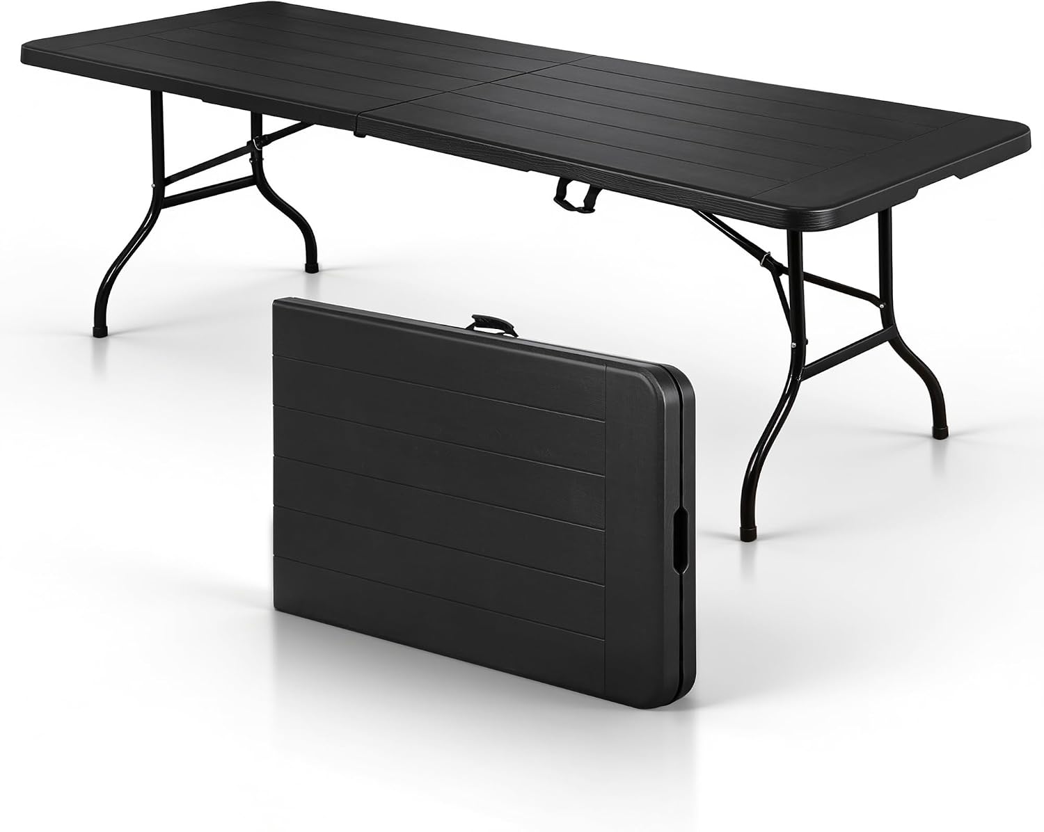 SUPER DEAL 6FT Folding Table for Indoor Outdoor, Portable Heavy Duty Fold-in-Half Plastic Dining Picnic Party Camping Table with Carrying Handle