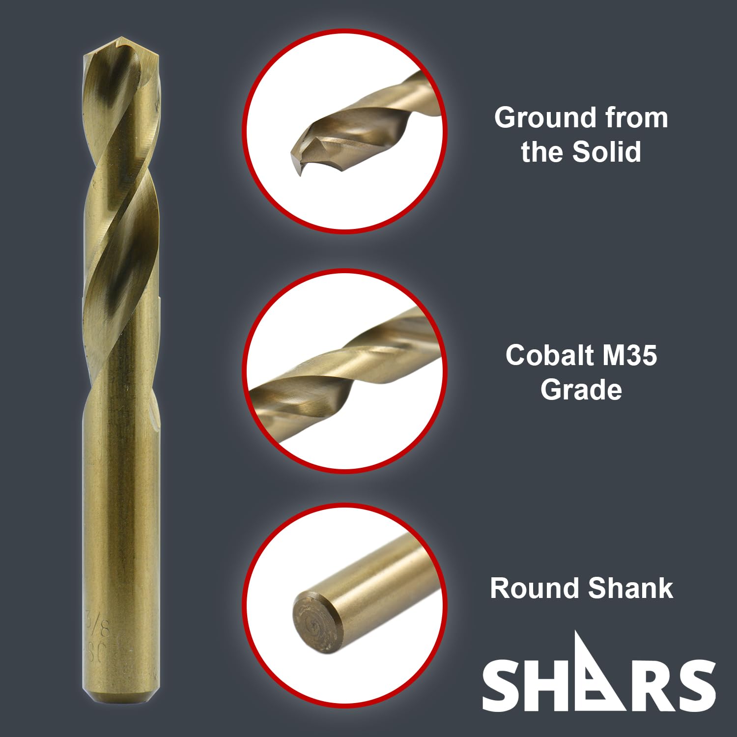Shars 1/16-1/2", A-Z, #1-#60 M35 Cobalt Jobber Drill Set (115 PCS) 404-2203C L