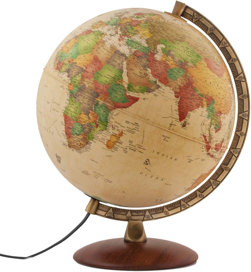Waypoint Geographic Light Up Globe - Lugano 12” Desk Decorative Illuminated Globe with Stand and Blue Ocean, Up to Date