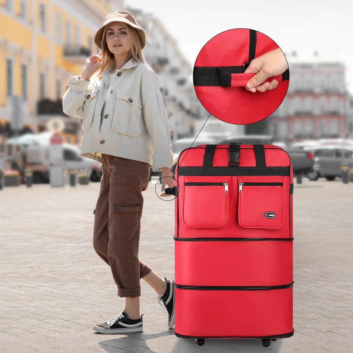 40'' Expandable Rolling Duffel Bag Suitcases w/Wheels,Foldable Luggage Bag