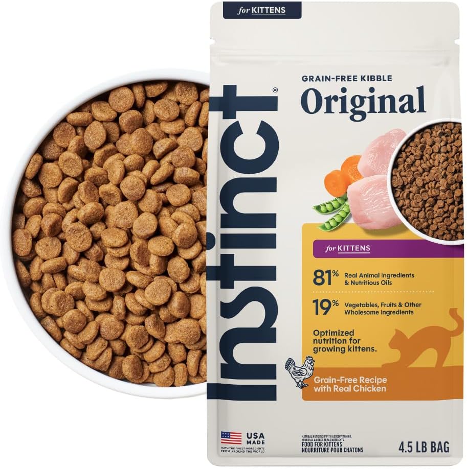 Instinct Original Dry Cat Food, Raw Coated Kibble, Real Chicken, 11 lb. Bag | Raw-coated kibble with cage-free chicken for strong muscles, digestive health, and healthy skin & coat, grain-free