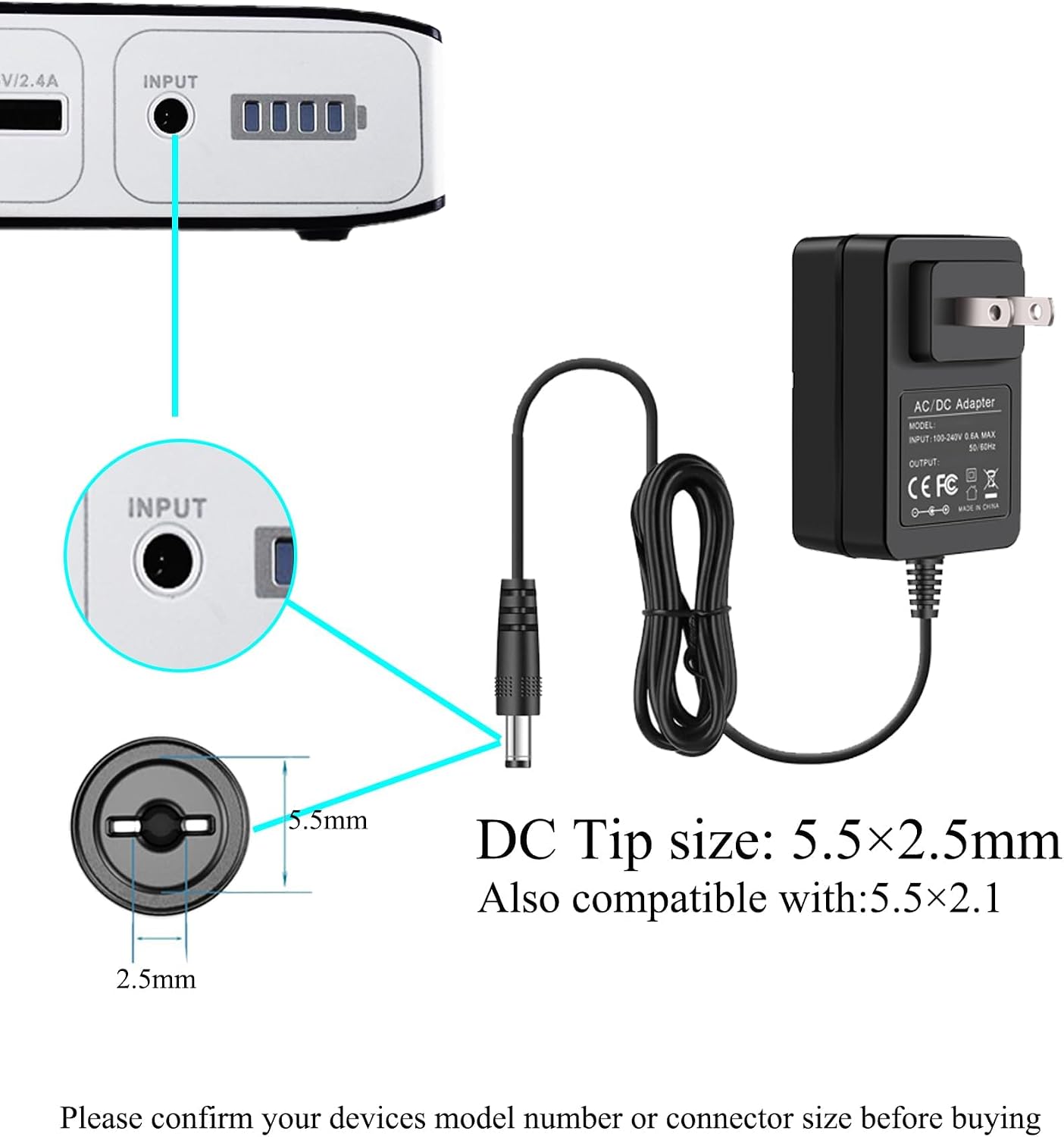 14V Charger Cord for Halo Bolt Air 58830 57720 Portable Car Battery Jump Starter