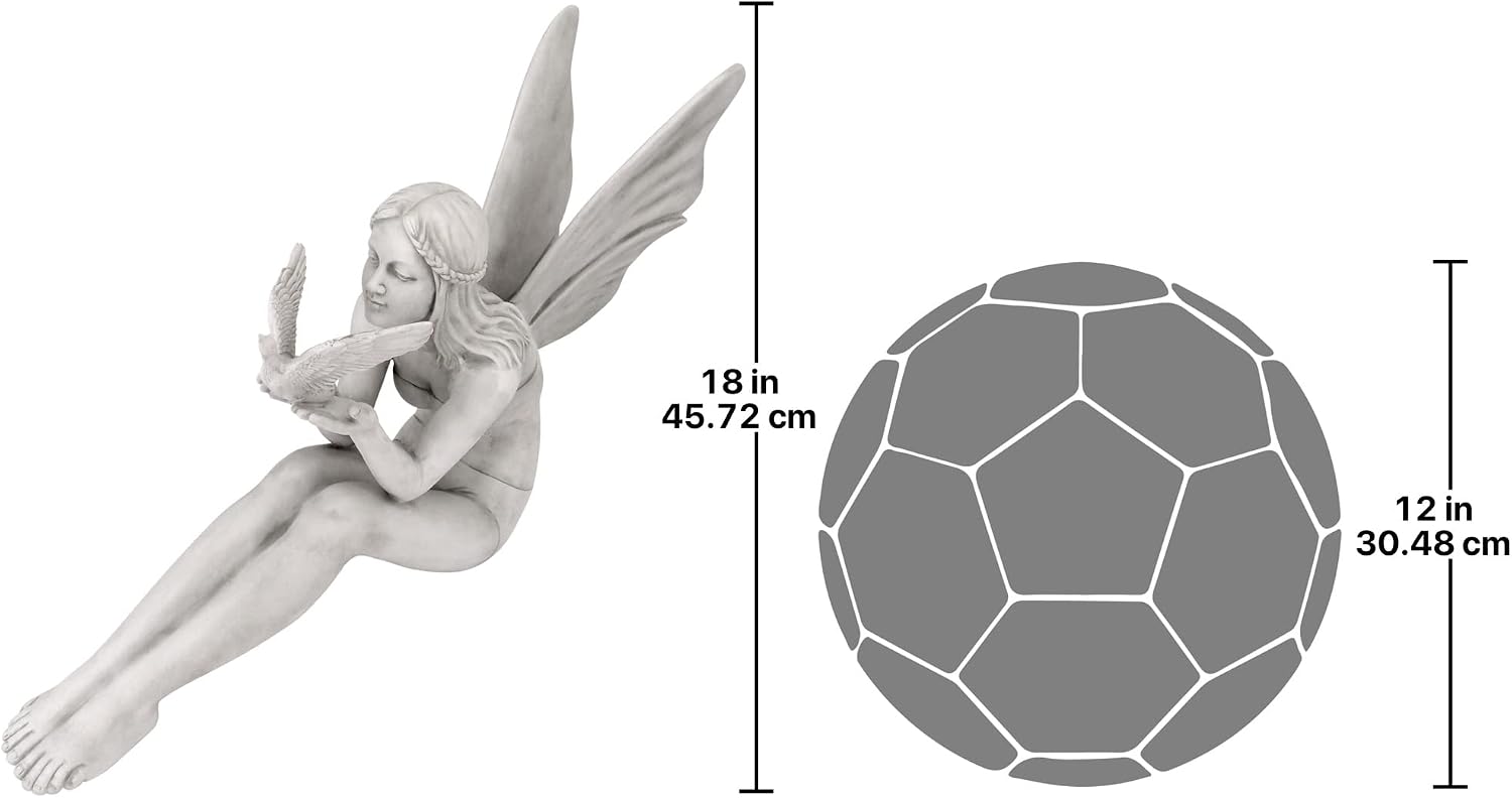 Design Toscano KY71004 Fiona The Flower Fairy Garden Statue, 17 Inch, Antique Stone