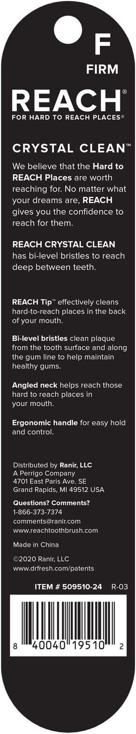 Reach Crystal Clean Medium Bristle Toothbrushes, 6 Pack