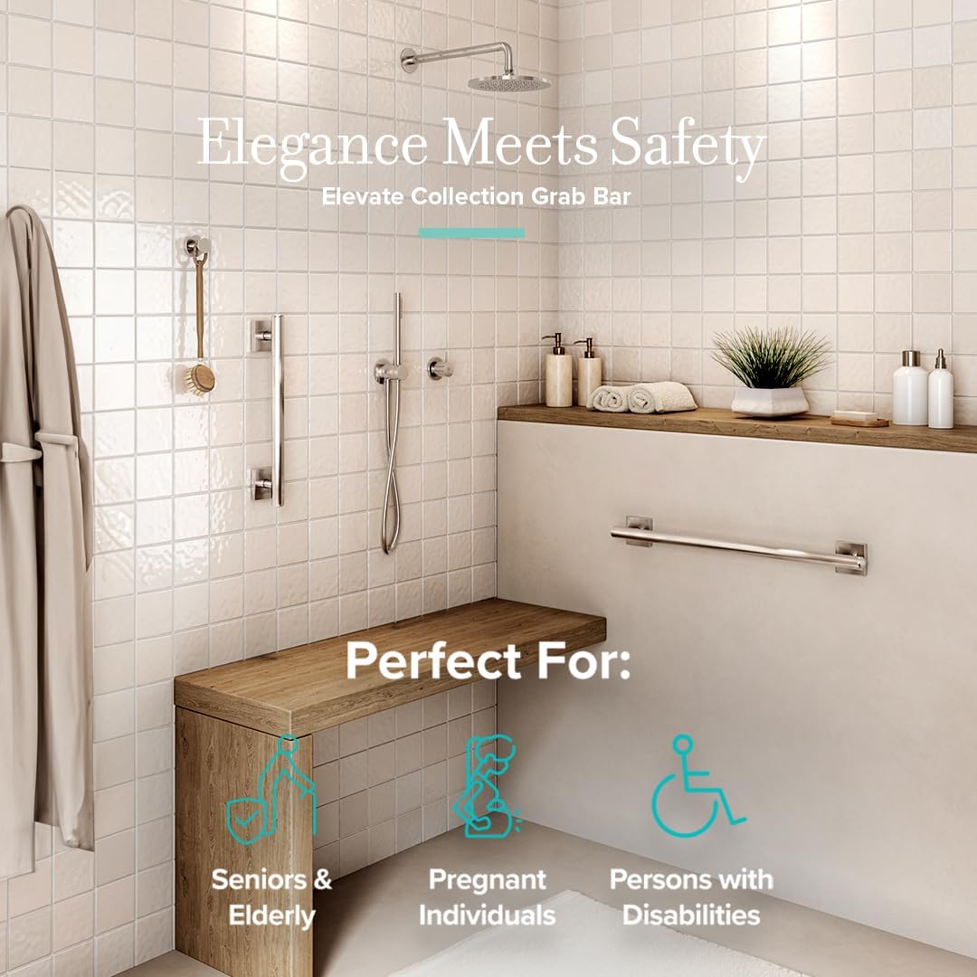 Gatco 952 Elevate, Grab Bar, 18”, Satin Nickel