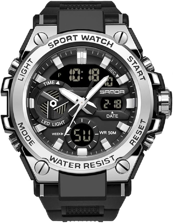 KXAITO Men's Watches Sports Outdoor Waterproof Military Watch Date Multi Function Tactics LED Alarm Stopwatch