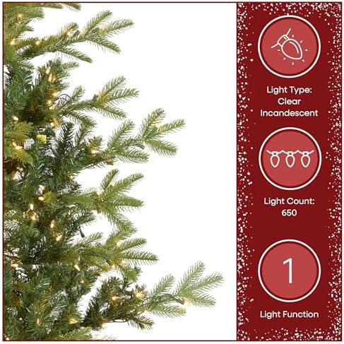 National Tree Company 'Feel Real' Pre-lit Artificial Christmas Tree | Includes Pre-strung White Lights and Stand | Norwegian Spruce - 7.5 ft | 750 Clear Lights, 1,325 Tips, Includes Stand, Artificial, Green