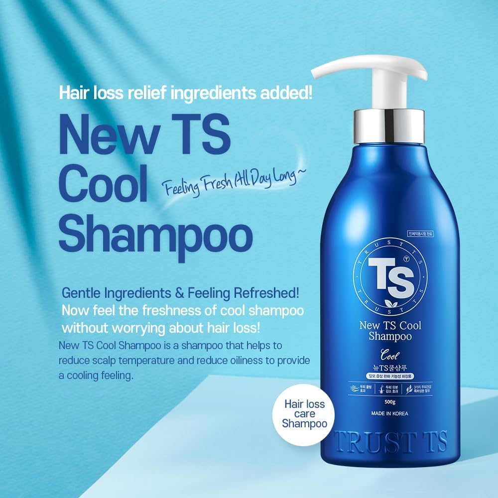 TS New TS Cool Shampoo | Cooling Korean Shampoo with Mint & Tea Tree Oil | Hair Loss Care with Dexpanthenol