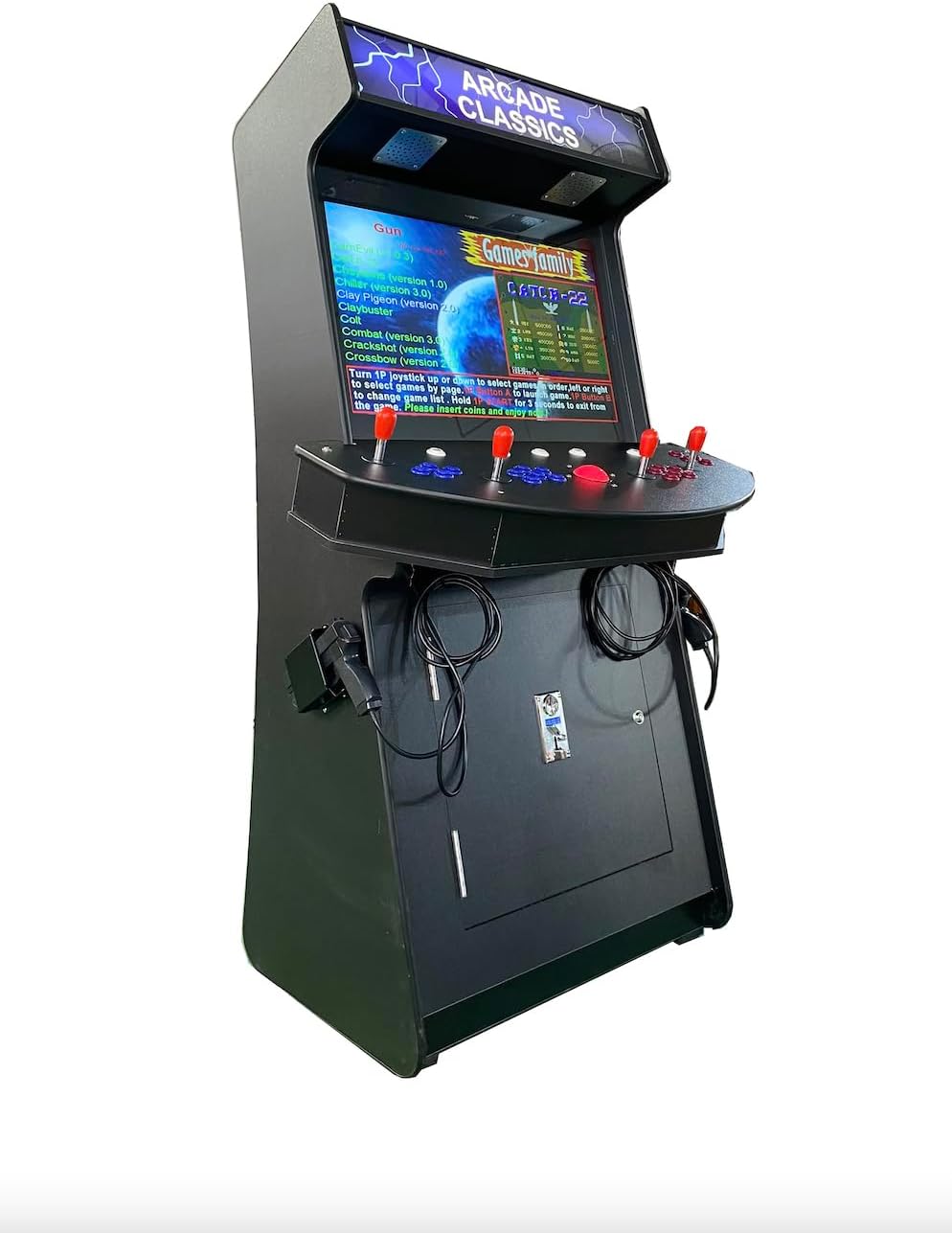 4 Player Games 4600 Games 32 inch Screen Black Full Size Commercial Grade Upright Standup Arcade Machine with 2 Game Guns Included
