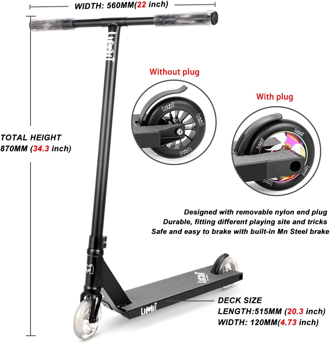 LMT69 Professional Scooter-Trick Scooter-Intermediate Beginner Stunt Scooter Suitable - Children, Teenagers Adults 8 Years Old Above