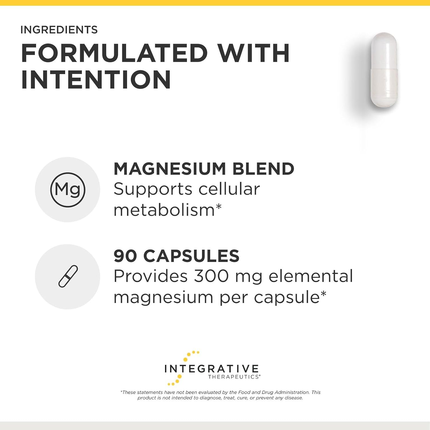Integrative Therapeutics Tri-Magnesium - Supports Cellular Energy & Energy Metabolism* - Magnesium Supplement for Heart & Nerve Health Support* - Third-Party Tested - 90 Capsules (90 Servings)