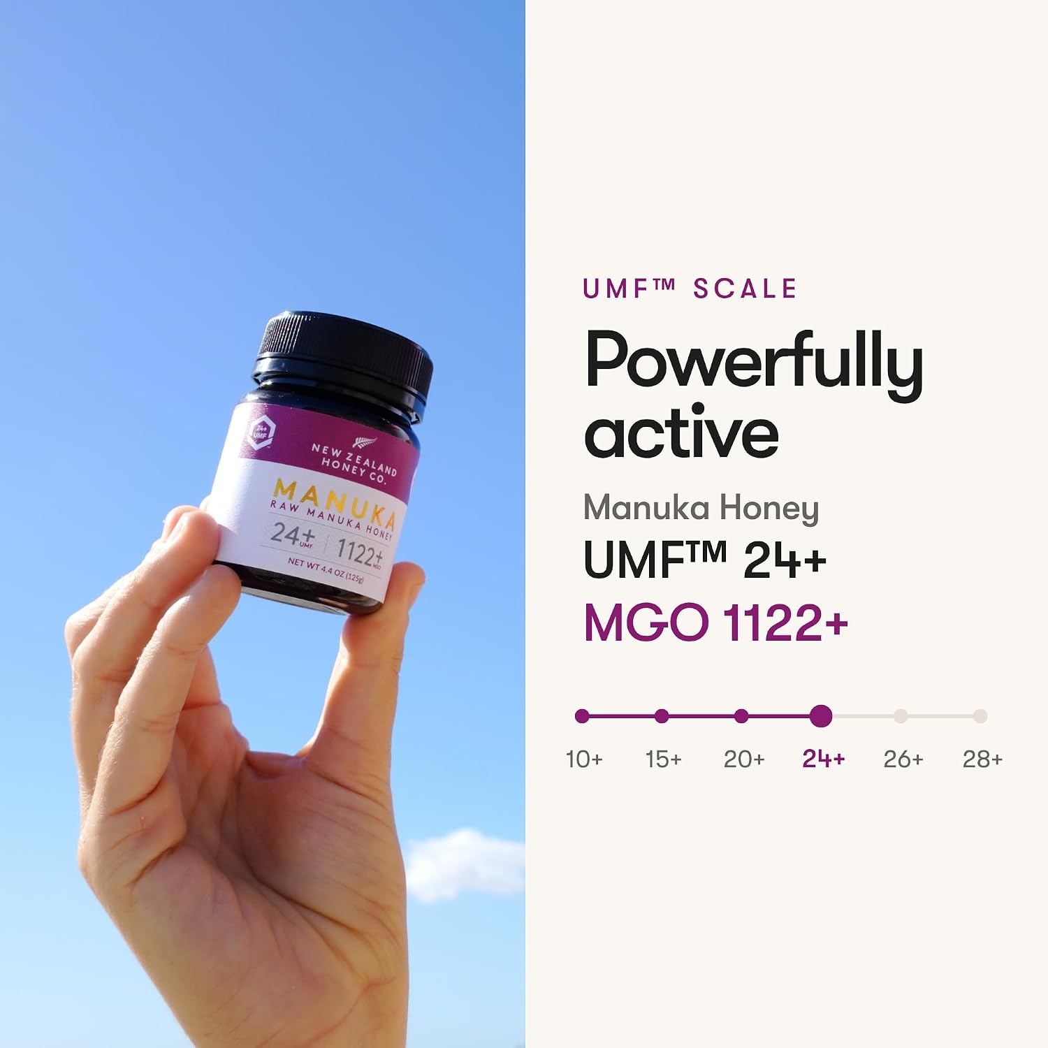 Raw Manuka Honey UMF 24+ MGO 1122+, UMF Certified, 3rd Party Tested, 8.8oz