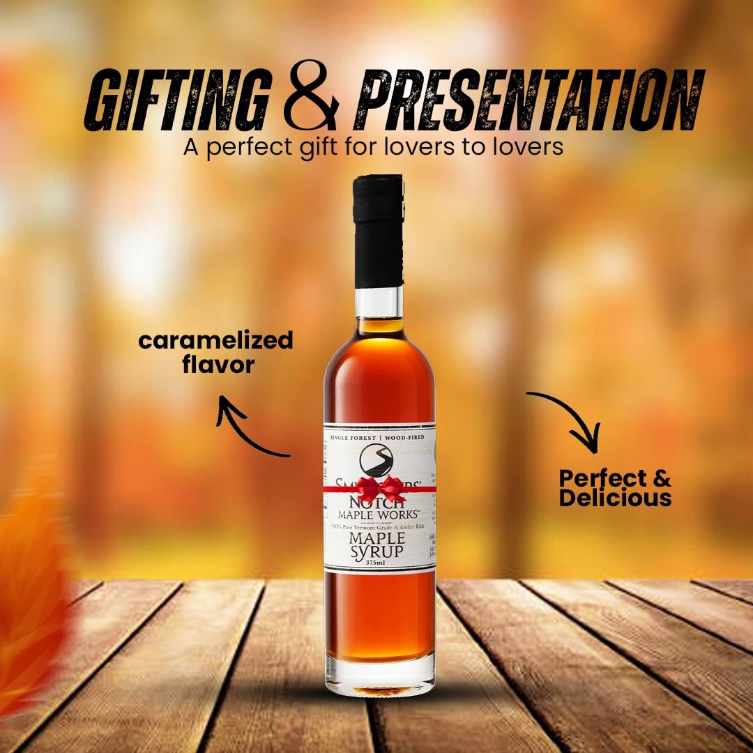 Smugglers’ Notch Maple Works – Bourbon Barrel Aged – 100% Pure Vermont Maple Syrup – Natural Sweetener & Gluten Free – Rich Taste – Waffles and Pancakes, Cocktails, Marinades, 3.38 Fl Oz. (100 mL)