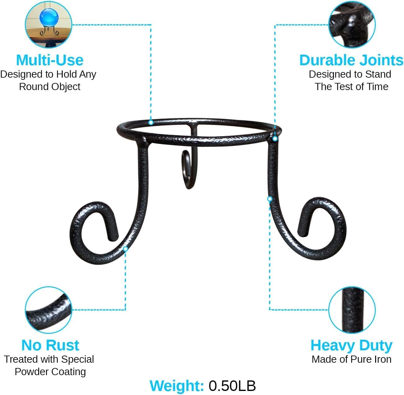 Black Iron Ball Stand - Gazing Globe Stand for Balls, Sphere Holder Wrought Iron Display Stand, Crystal Ball Stand, Glass Bowl Ring Metal Egg Stands