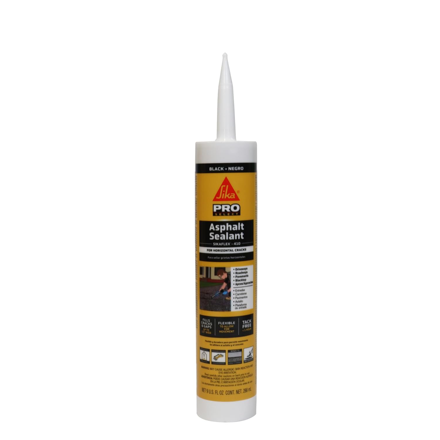 SIKA Sikaflex-410 Asphalt Sealant, Black, Self-Leveling Hybrid Sealant for Filling Cracks in Asphalt Driveways, Roadways