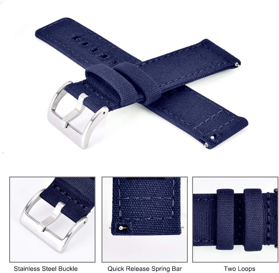 Ritche Christmas Gift Canvas Vintage Quick Release Watch Band 18mm 20mm 22mm 24mm Replacement Watch Straps for Men Women, White Elephant Gifts, Stocking Stuffers for Men, Father's Day gifts