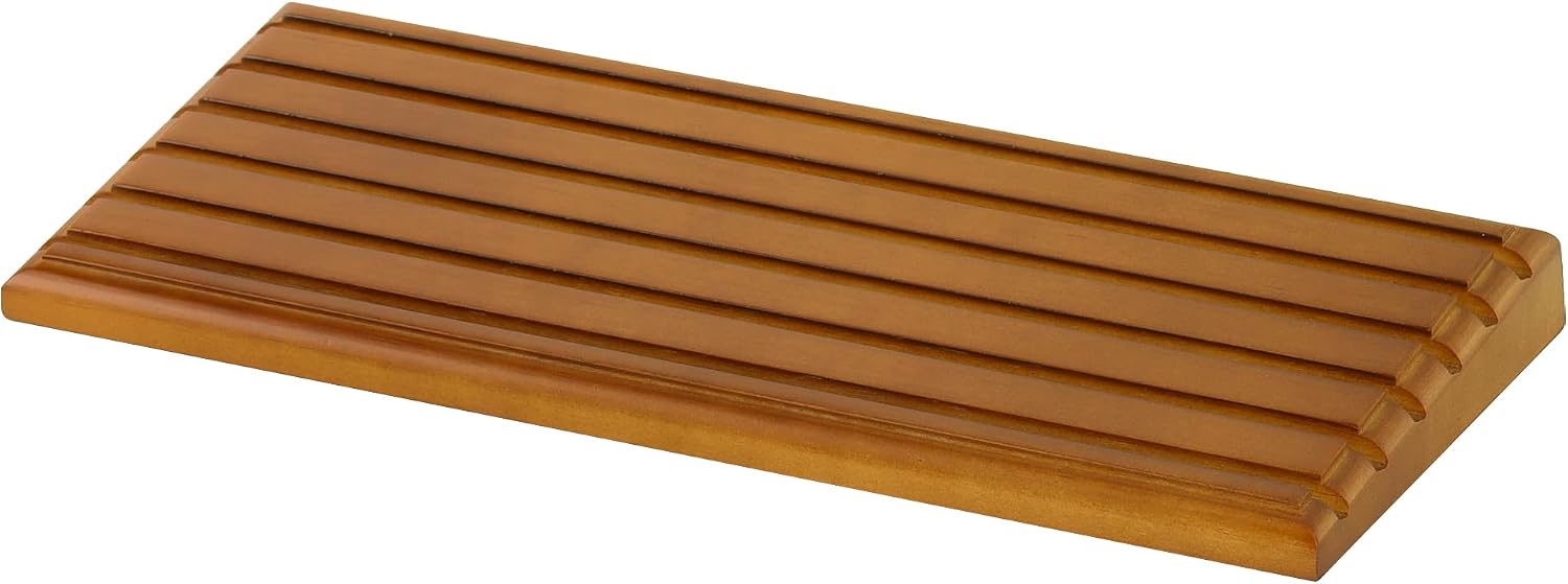 DisplayGifts Challenge Coin Display Stand 4 Row Wooden Holder Rack Case Holds 28 Coins Walnut Finish