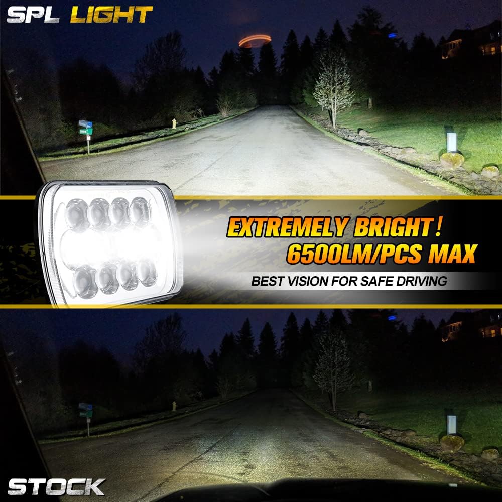 SPL DOT Approved 105W Brightest Black 5x7 7x6 Projector Led Headlights Anti-glare Hi/Low Sealed Beam H6054 H5054 with DRL Compatible with Jeep Wrangler YJ Cherokee XJ Ford Chevy GMC Toyota etc