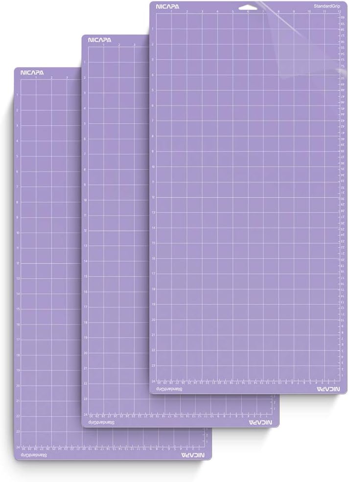 12x12 inch Standard Grip Cutting Mat for Cricut Maker 3/Maker/Explore 3/Air 2/Air/One (3 Pack) Standard Adhesive Sticky Green Quilting Replacement Cut Mats