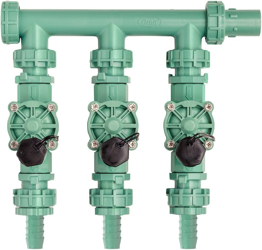Orbit 91207 3-Valve Preassembled Sprinkler Manifold for Poly Pipe