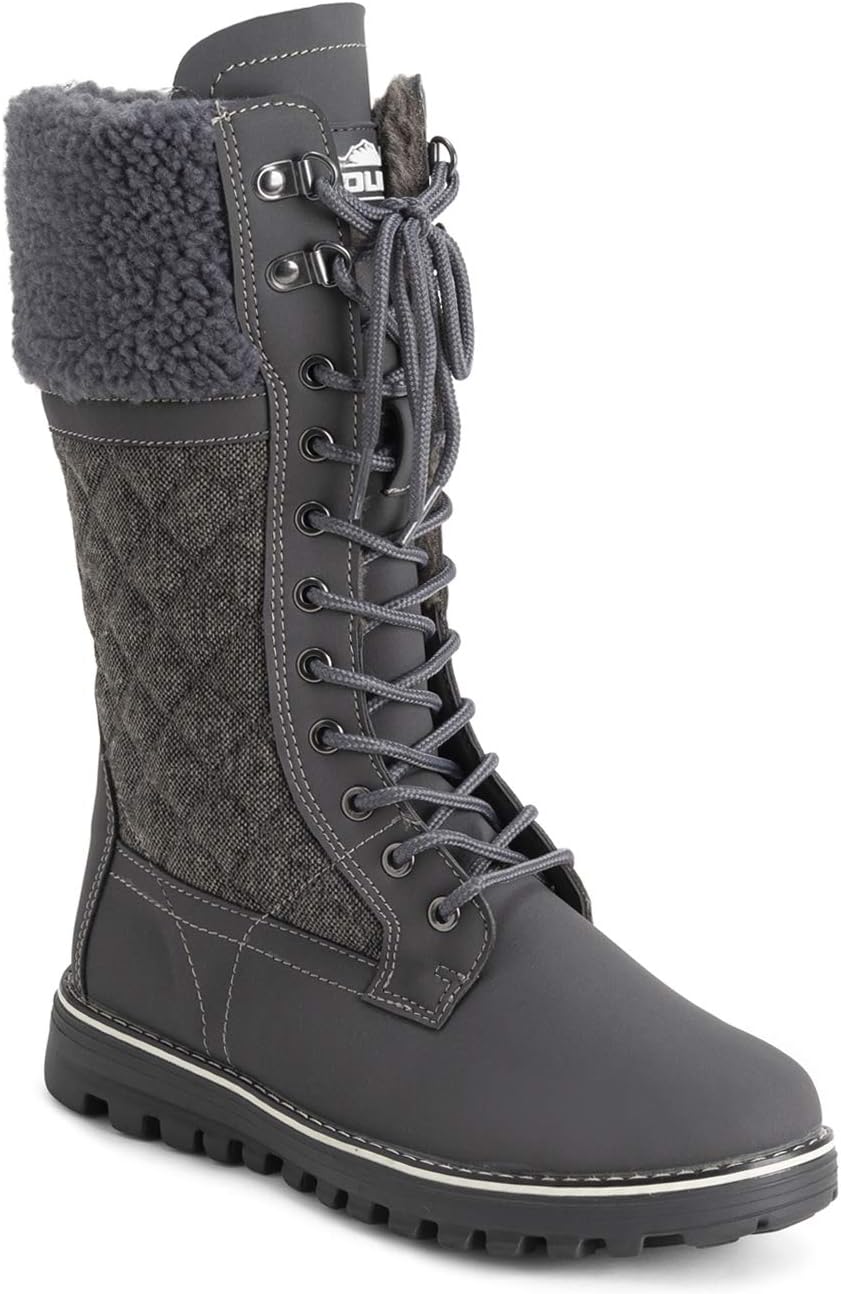 POLAR Womens Faux Fur Warm Thermal Waterproof Outdoor Walking Snow Winter Rubber Sole Calf Boots