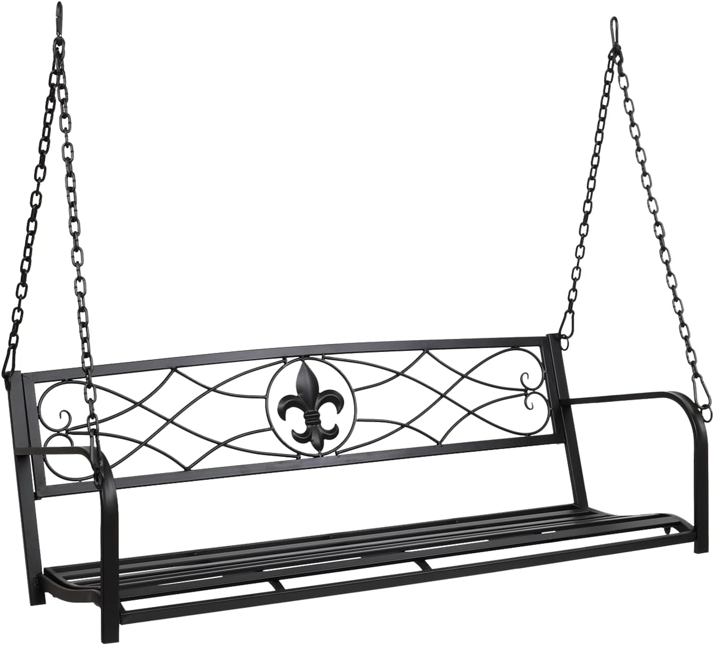 VINGLI Heavy Duty Metal Porch Swing, 660 LBS Outdoor Swing Bench, Curved