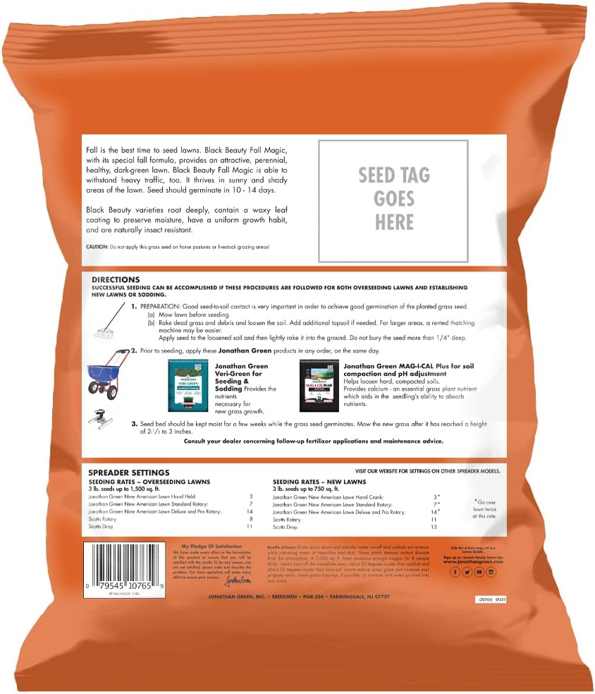 Jonathan Green (10765) Black Beauty Fall Magic Grass Seed - Cool Season Lawn Seed (3 lb)