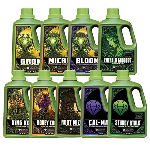 Emerald Harvest Nutrients 3-Part Combo Package Kit - 1 Gallon Size (Micro, Grow, Bloom, Root Wizard, Honey Chome, King Kola, Emerald Goddess