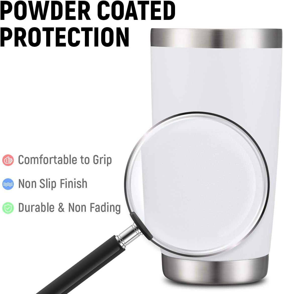 COMOOO 20oz Double Wall Vacuum Insulated Travel Mug