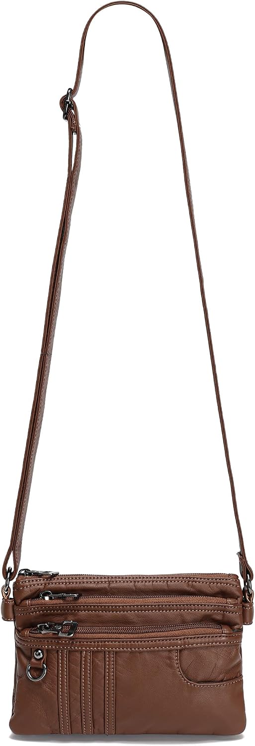 MINICAT Multi Pocket Small Crossbody Purses for Women Everyday Shoulder Bag | Lightweight Organizer, Cross body Bag with Multiple Zipper Pockets, Vegan Leather, Phone Purse for Travel Casual Daily