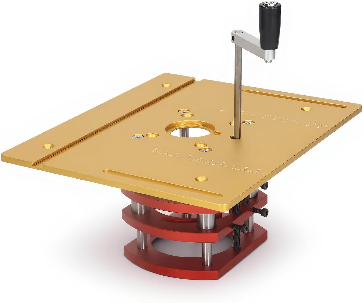 Kreg Router Table Lift Compatible, Aluminum Alloy Manual Router System Kit with Crank Handle for Easy Adjustment, Ideal for Small Trimming Machines Silver