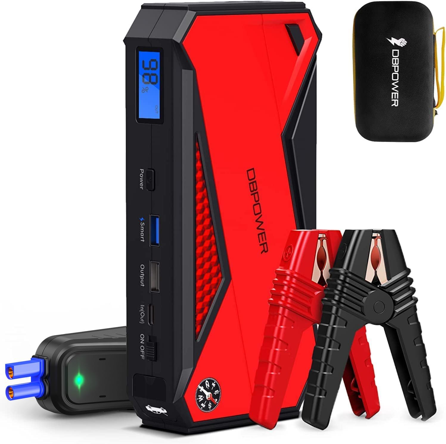 DBPOWER Car Jump Starter, 1600A Peak 17200mAh Portable Power Pack for Up to 7.2L Gas and 5.5L Diesel Engines