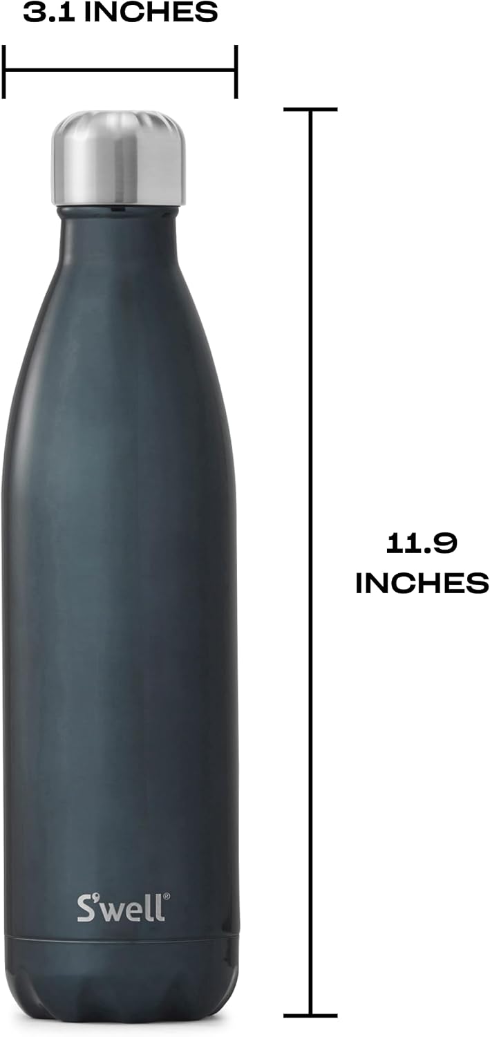S'well Stainless Steel Water Bottle, 17oz, Blue Suede, Triple-Layered Vacuum Insulated Containers Keeps Drinks Cold for 36 Hours and Hot for 18, BPA Free, Perfect for On the Go