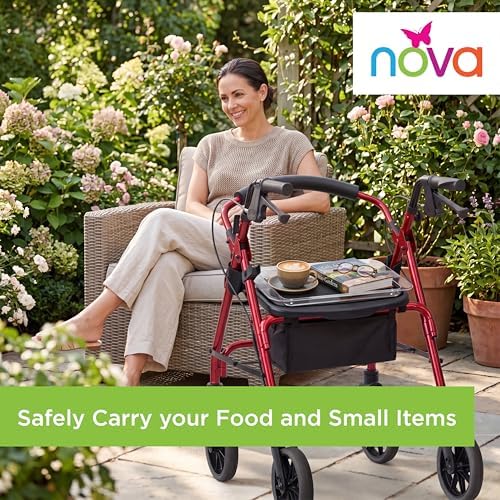 NOVA Rollator & Walker Tray Table with Side Carry Handles - Lightweight Accessory Tray for Mighty Mack, Star DX Rollators and Cruiser, Mack Walkers
