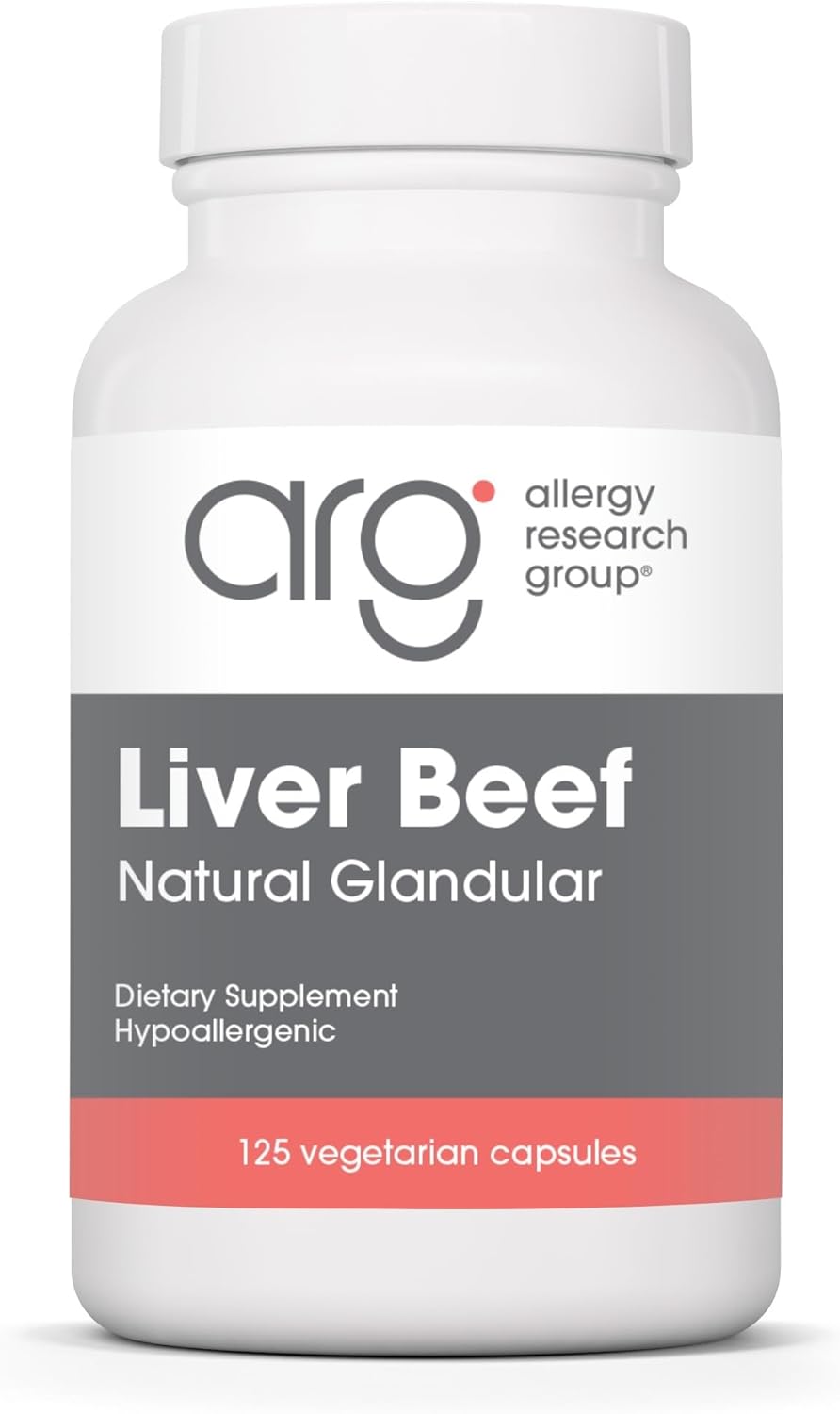 Allergy Research Group ARG Liver Beef Natural Glandular - 1000 mg Bovine Liver - Supports Liver Function - Hypoallergenic Formula - 62 Servings
