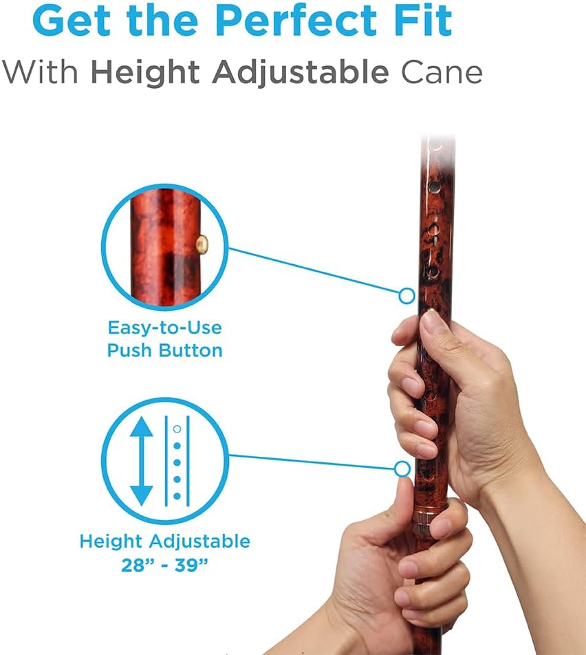 NOVA Designer Walking Cane with Offset Handle, Lightweight Adjustable Walking Stick with Carrying Strap, “Maui Flowers” Design