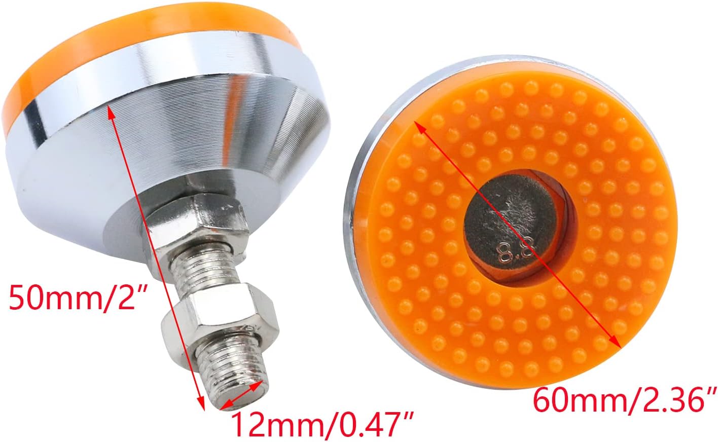 Antrader 4Pcs M8 x 2 Inch Steel Adjustable Leveling Feet,2 Inch Nylon Base | Reinforced Articulated Foot Cups for Furniture & Equipment,Anti-slip Dotted Rubber Base,Reduce Vibration & Protect Floors