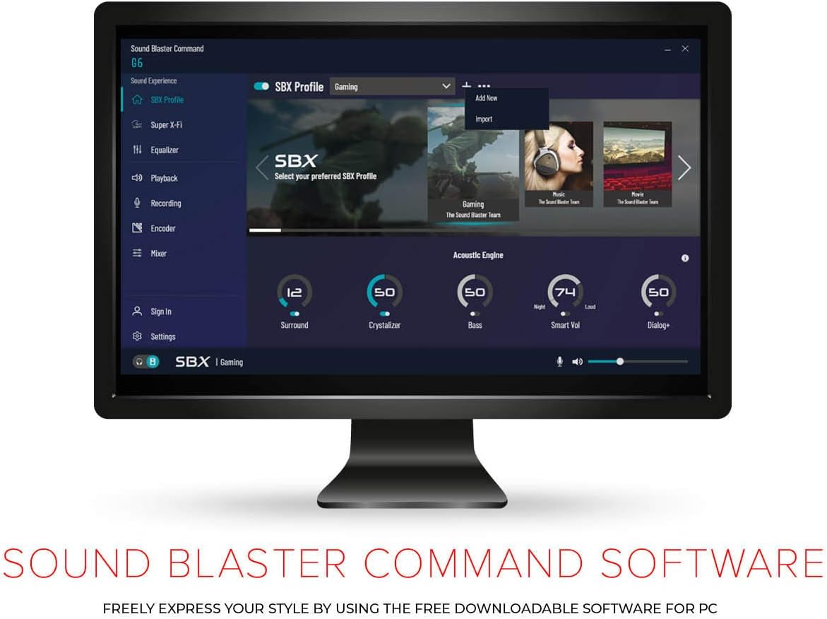 Sound BlasterX G6 Hi-Res 130dB 32bit/384kHz Gaming DAC, External USB Sound Card with Xamp Headphone Amp, Dolby Digital, 7.1 Virtual Surround Sound