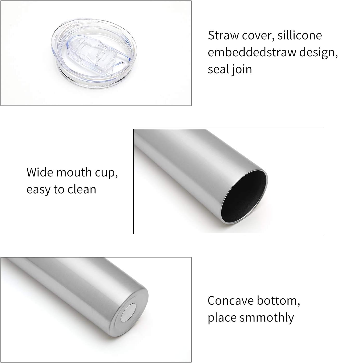 HASLE OUTFITTERS 20 oz Skinny Tumblers Bulk Set, Stainless Steel Insulated Slim Tumblers with Lids, Reusable Double Wall Travel Coffee Mugs