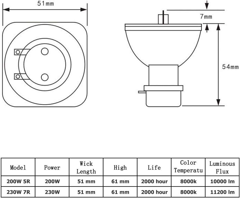 MAD OWL Beam 230 7r Lamp 7r 230w Bulb, Projector Lamps Msd Platinum 7r Lamp for Beam Moving Head Light