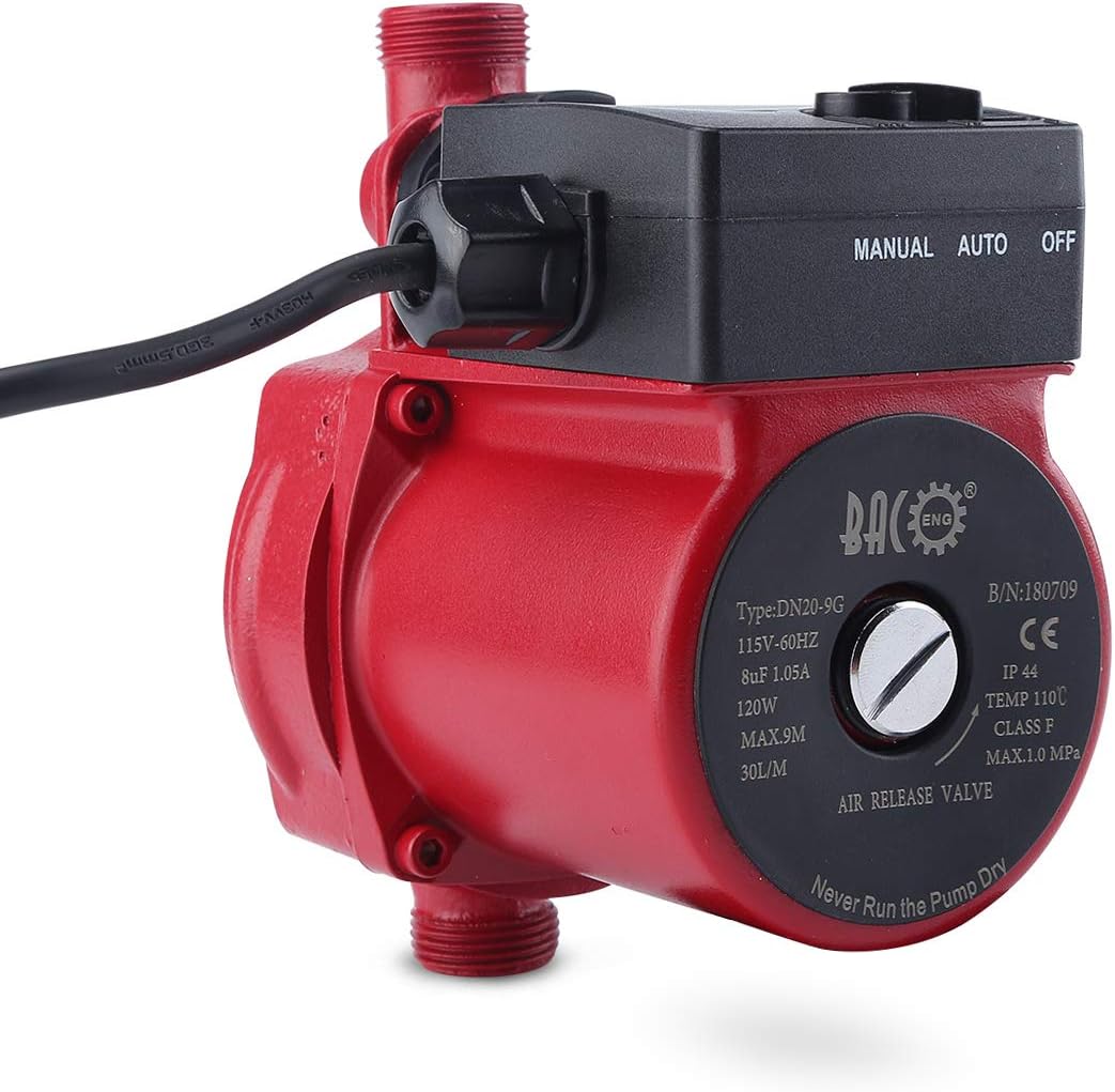 BACOENG Hot Water Recirculating Pump, Stainless Steel Head, Circulation Pump NPT 3/4", 3-Speed Control, Circulating Pump for Water Heater System