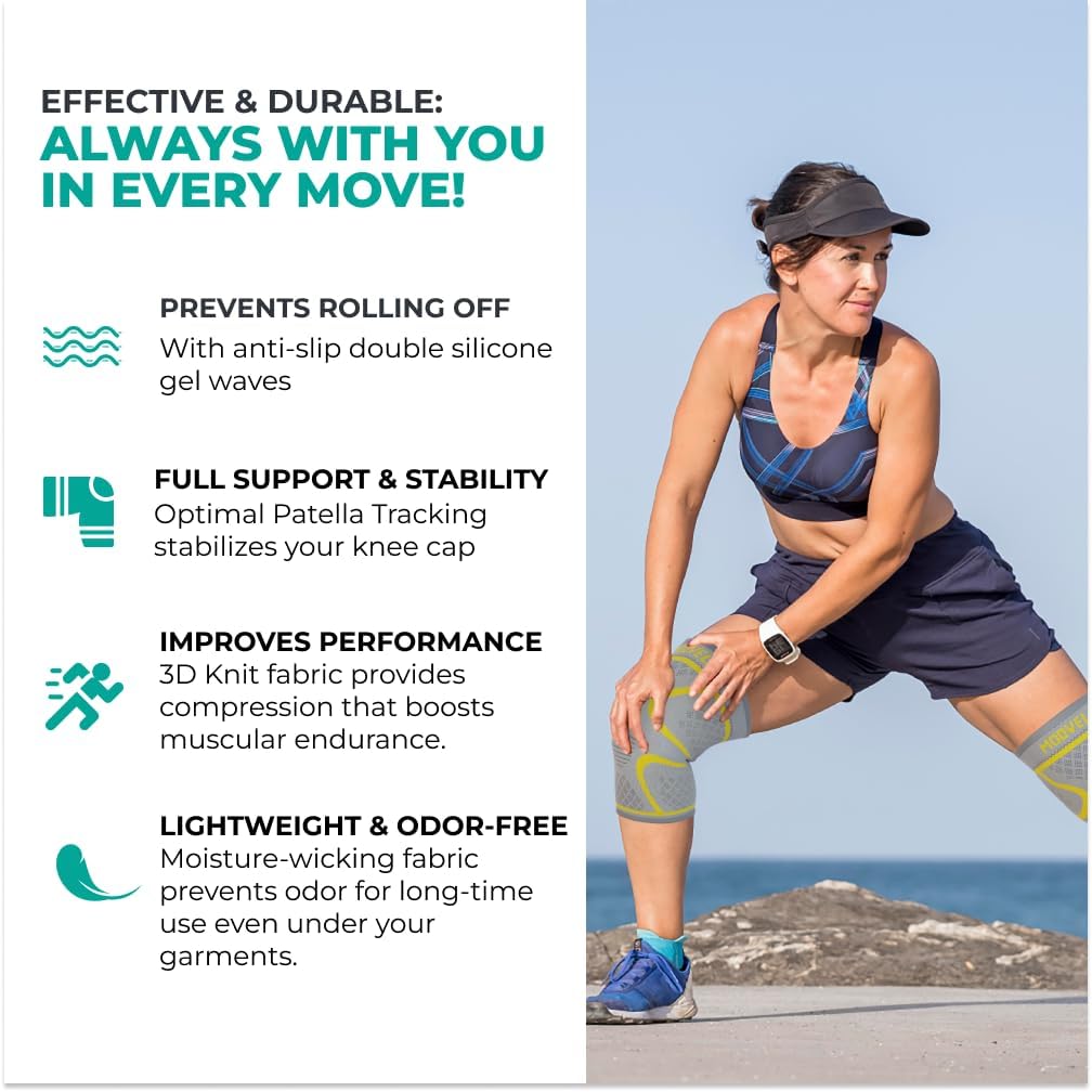 Modvel Compression Knee Brace for Women & Men - 2 Pack Knee Brace for Women Running Knee Pain, Knee Support Compression Sleeve