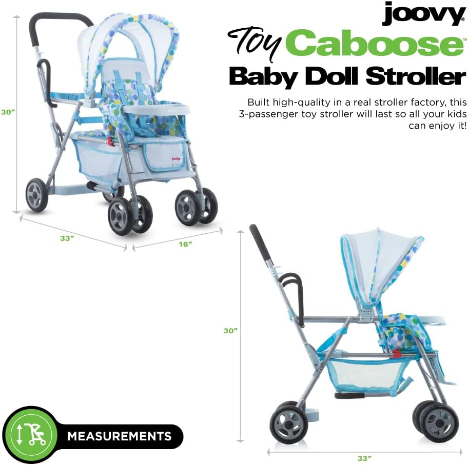 Joovy Toy Caboose Baby Doll Stroller Featuring Reclining Front Seat, Adjustable Footrest, Storage Basket, Extendable Canopy