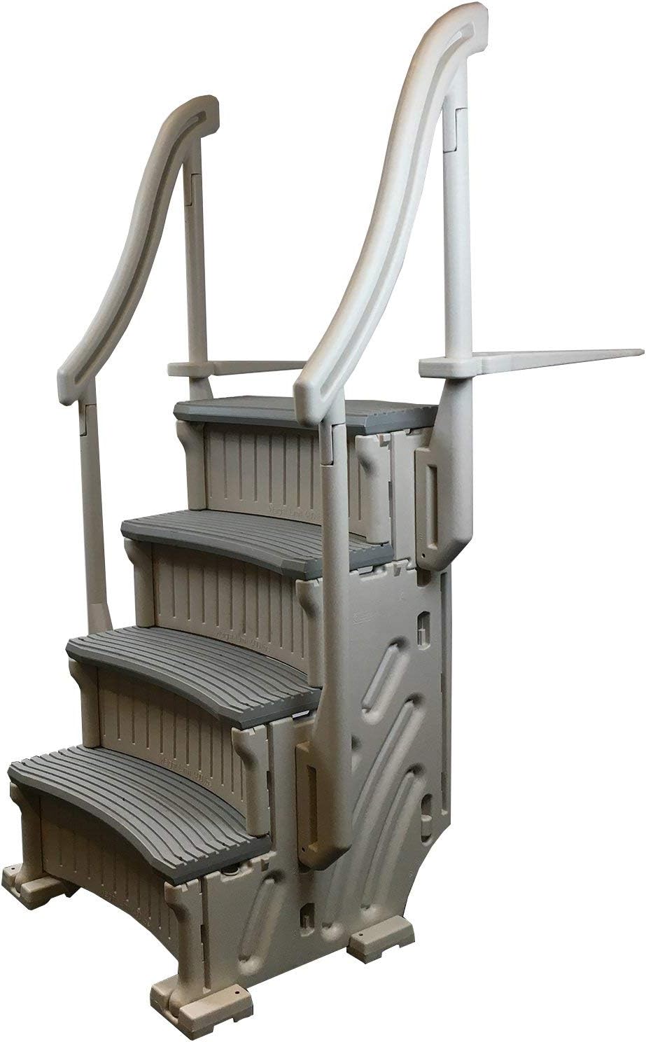 Confer CCX-ADD 4-Step Above Ground Swimming Pool Entry Steps Curved Add-on, Gray