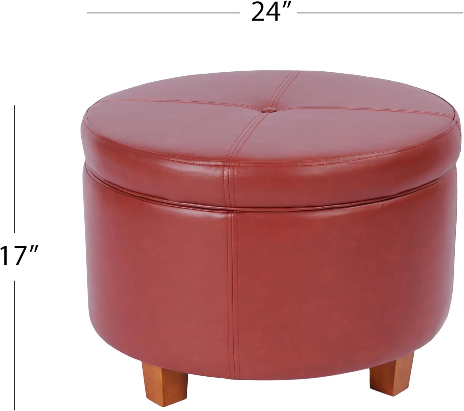 HomePop 24" Large Leatherette Storage Ottoman - Distressed Brown Faux Leather