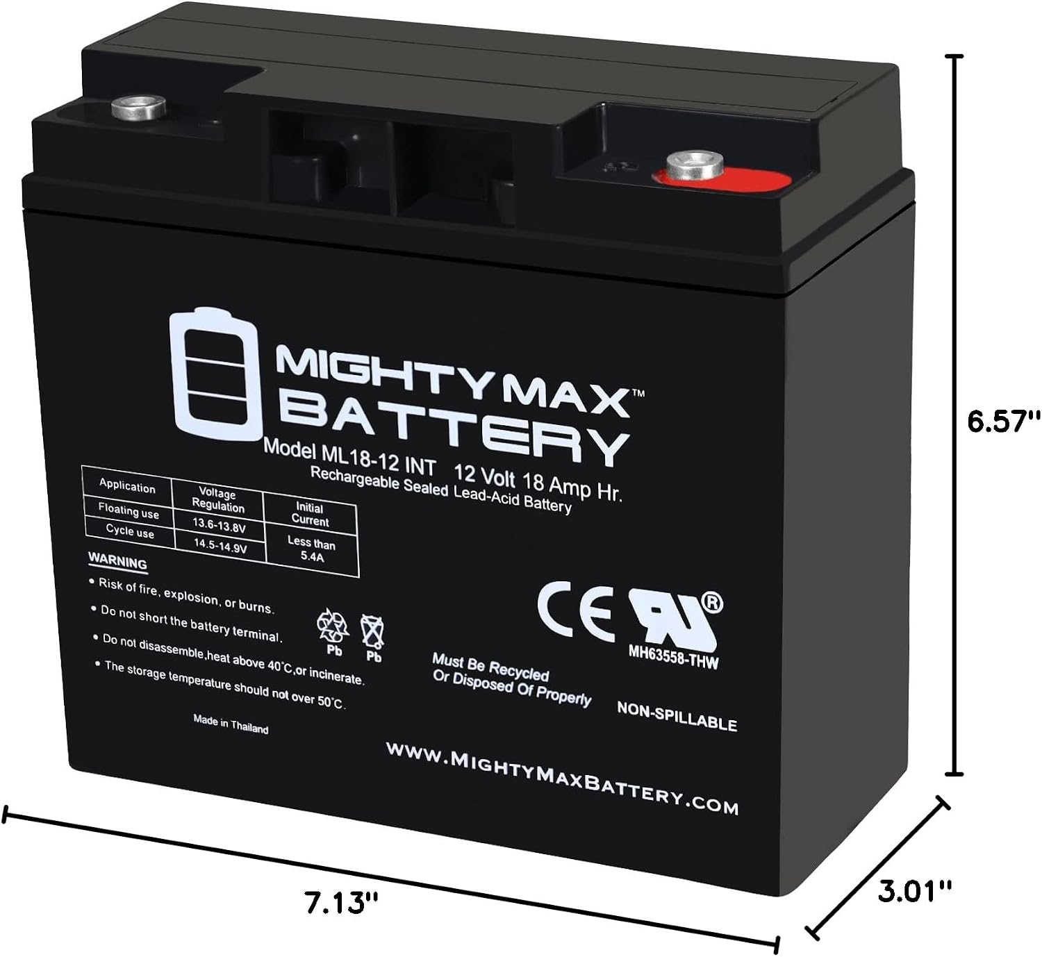 Mighty Max Battery 12V 18AH SLA Internal Thread Battery for Generac 7500 EXL Generator