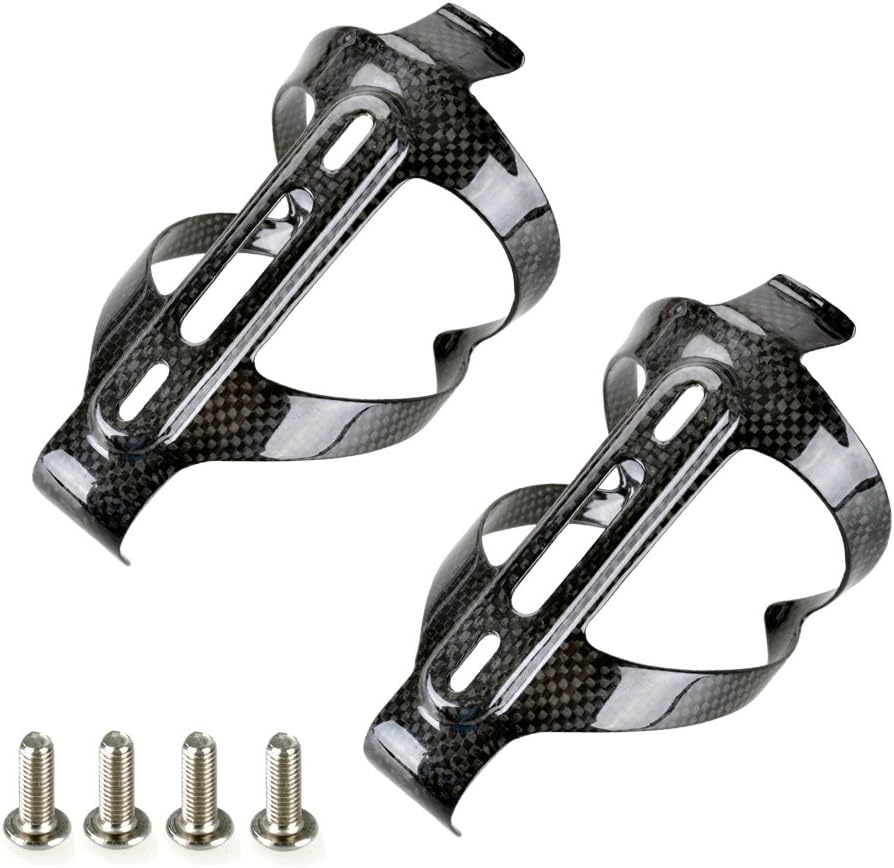 Black Carbon Fiber Lightweight Bicycle Water Bottle Cage for Cycling-2 Pack | 0.8 Oz/p, for 2.91-3.54" Diameter Bottles, Bottle Cage for Cycling